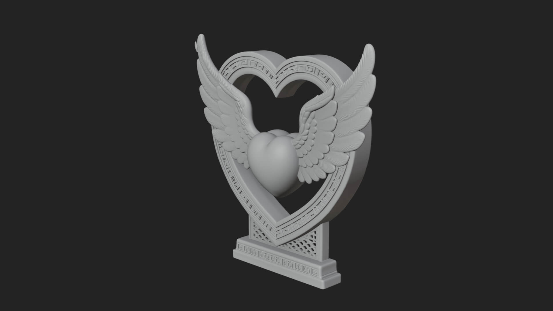 Ornate Framed Heart Plaque Design 128 3D Print Model 3D Model