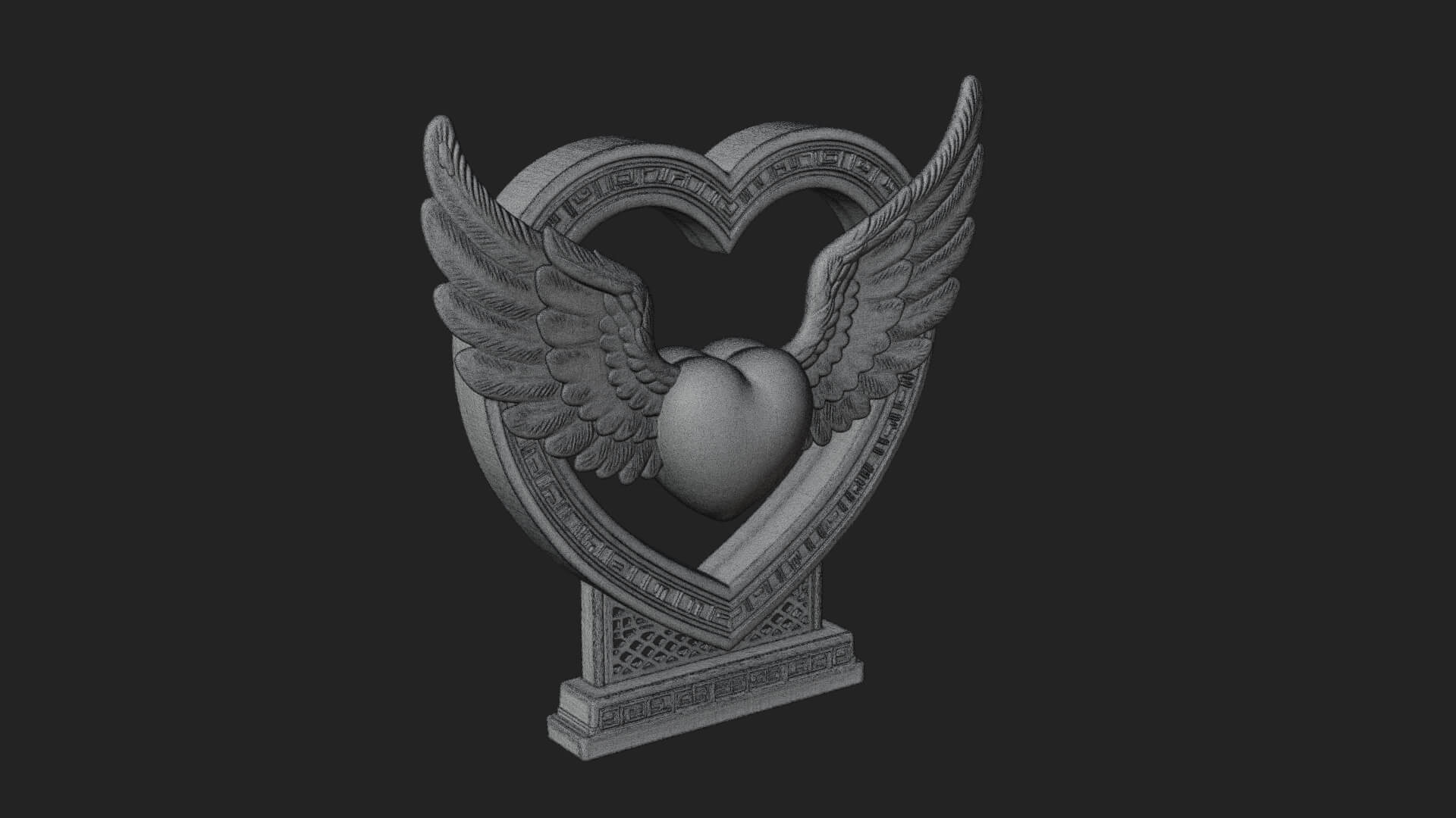 Ornate Framed Heart Plaque Design 128 3D Print Model 3D Model