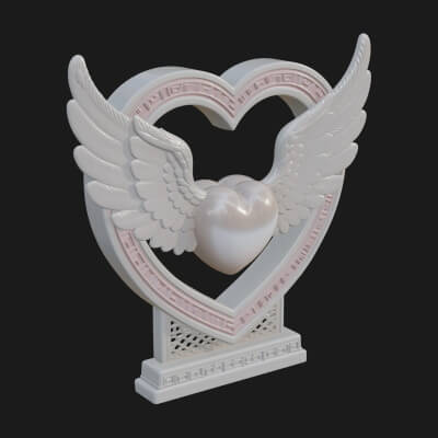 Ornate Framed Heart Plaque Design 128 3D Print Model