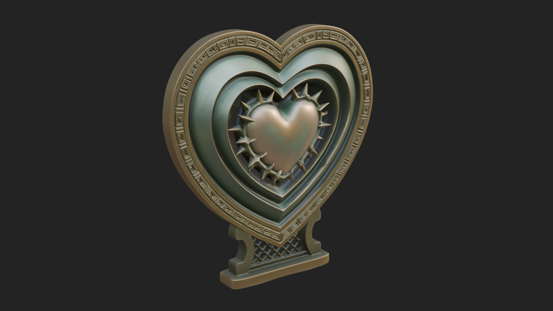 Ornate Framed Heart Plaque Design 129 3D Print Model 3D Model