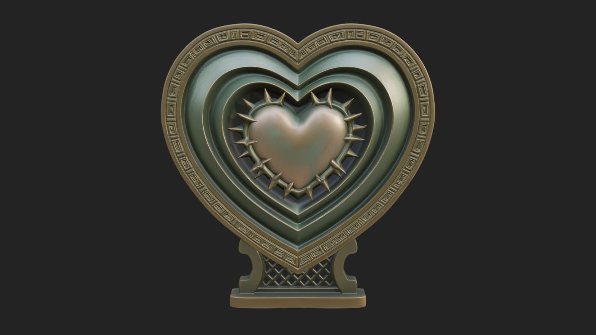 Ornate Framed Heart Plaque Design 129 3D Print Model 3D Model