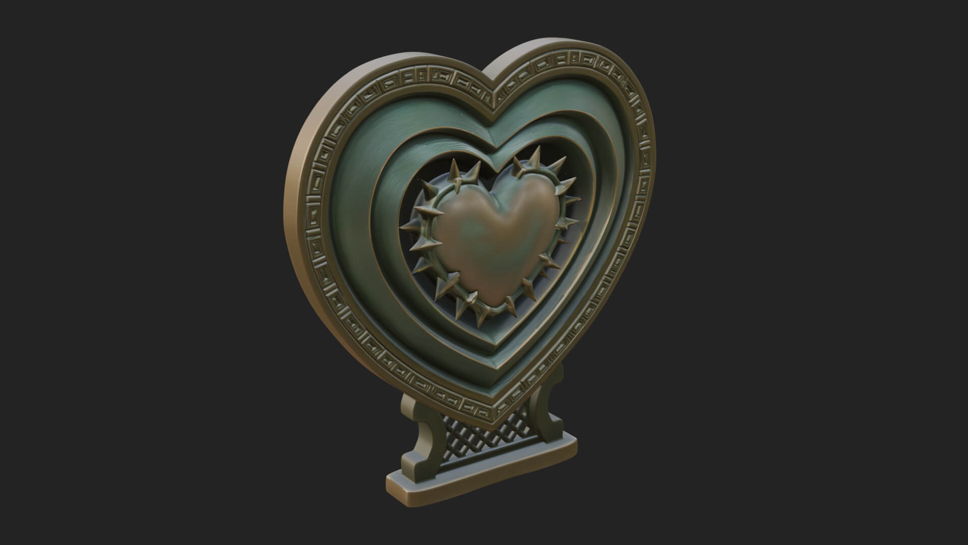 Ornate Framed Heart Plaque Design 129 3D Print Model 3D Model