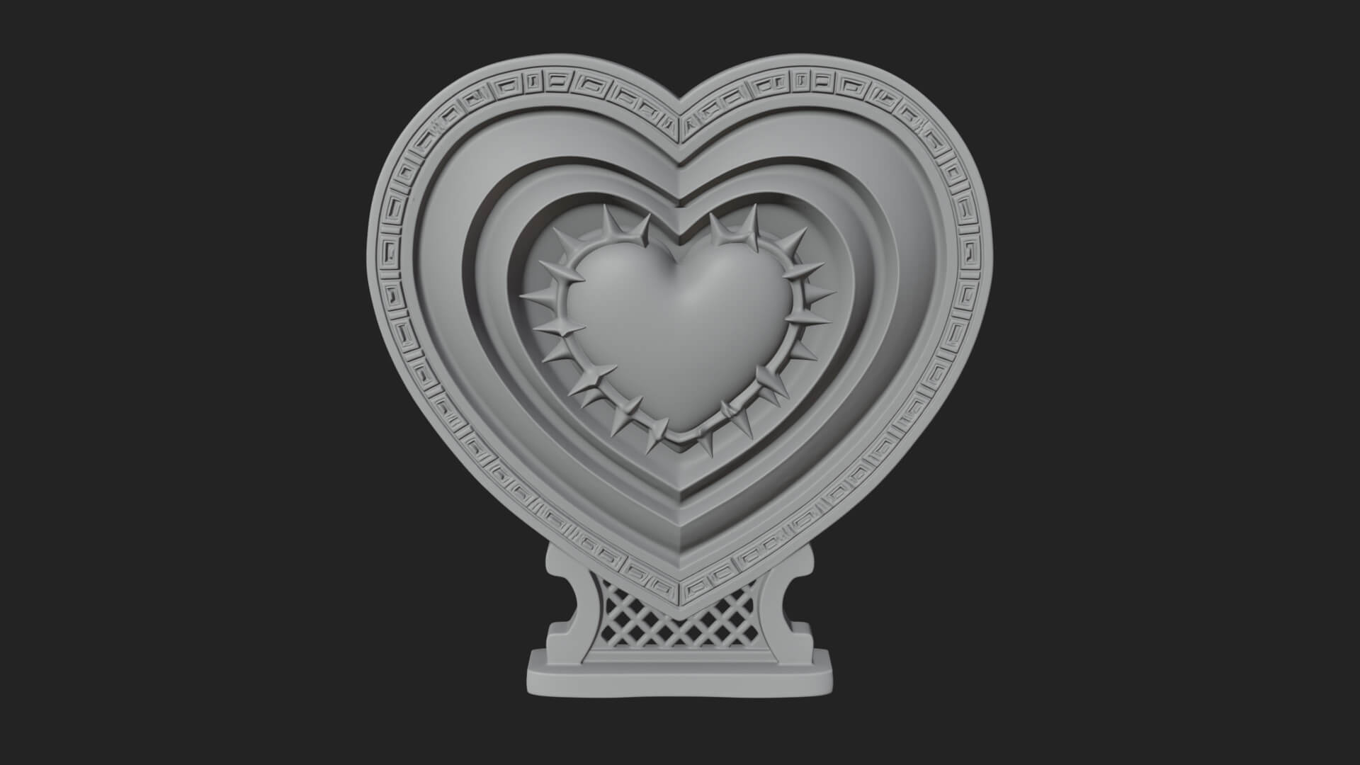 Ornate Framed Heart Plaque Design 129 3D Print Model 3D Model