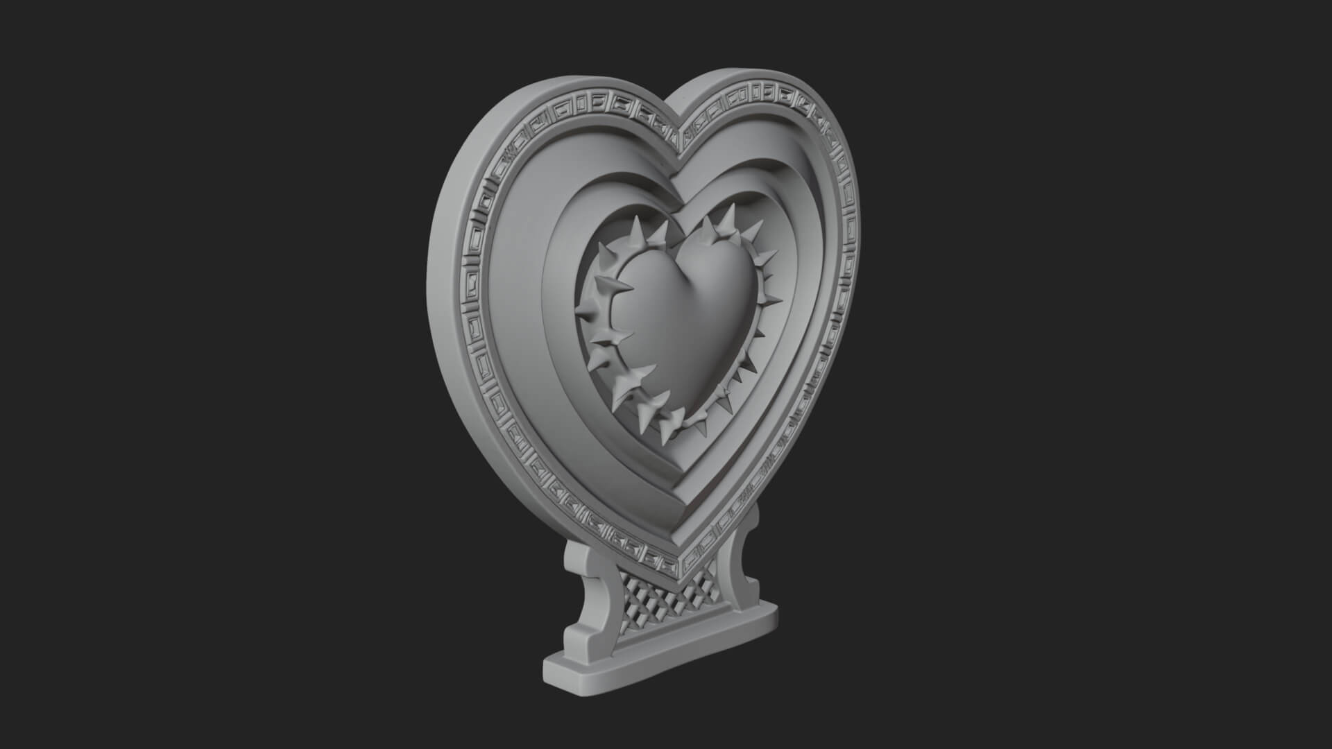 Ornate Framed Heart Plaque Design 129 3D Print Model 3D Model