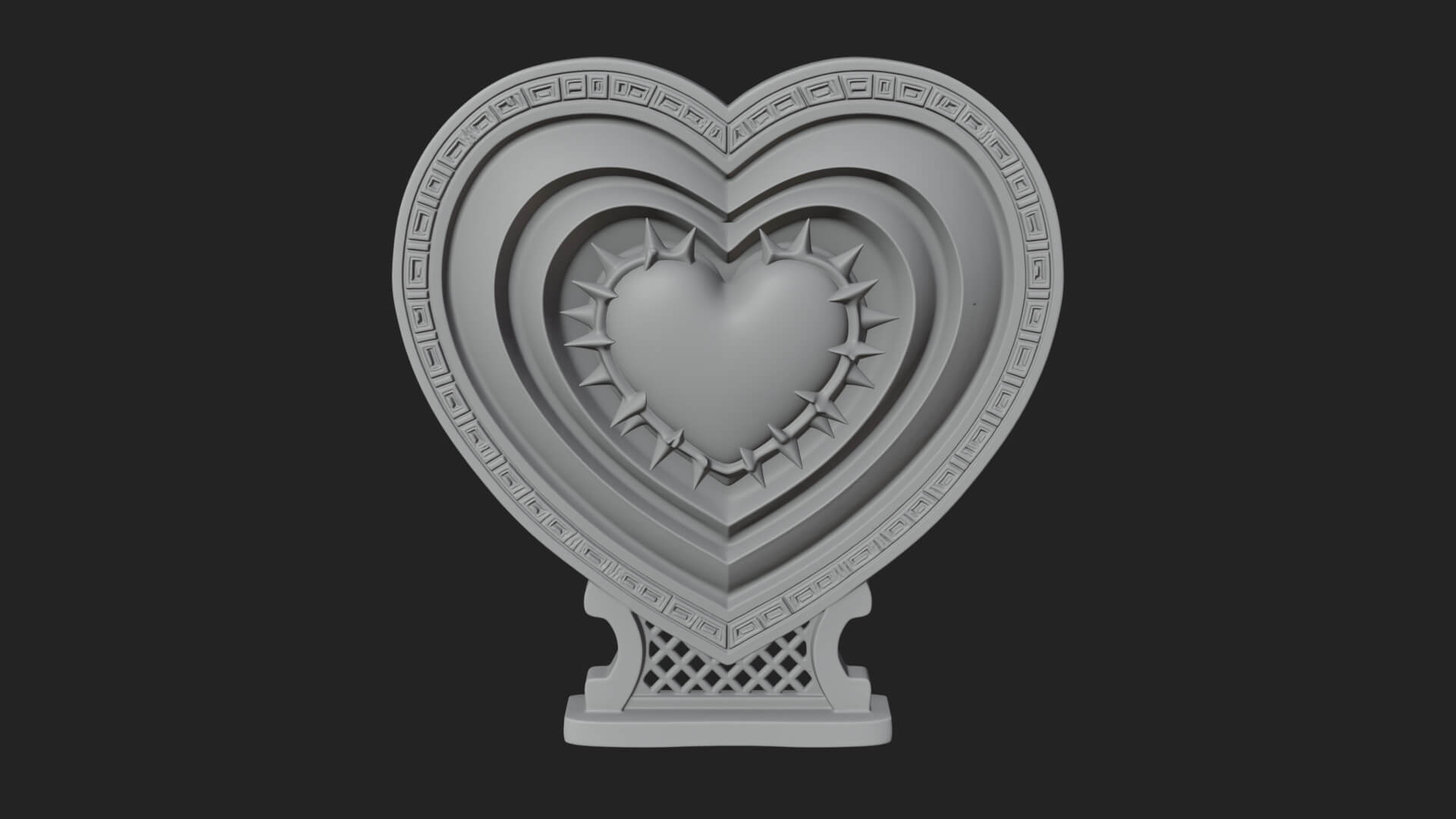 Ornate Framed Heart Plaque Design 129 3D Print Model 3D Model