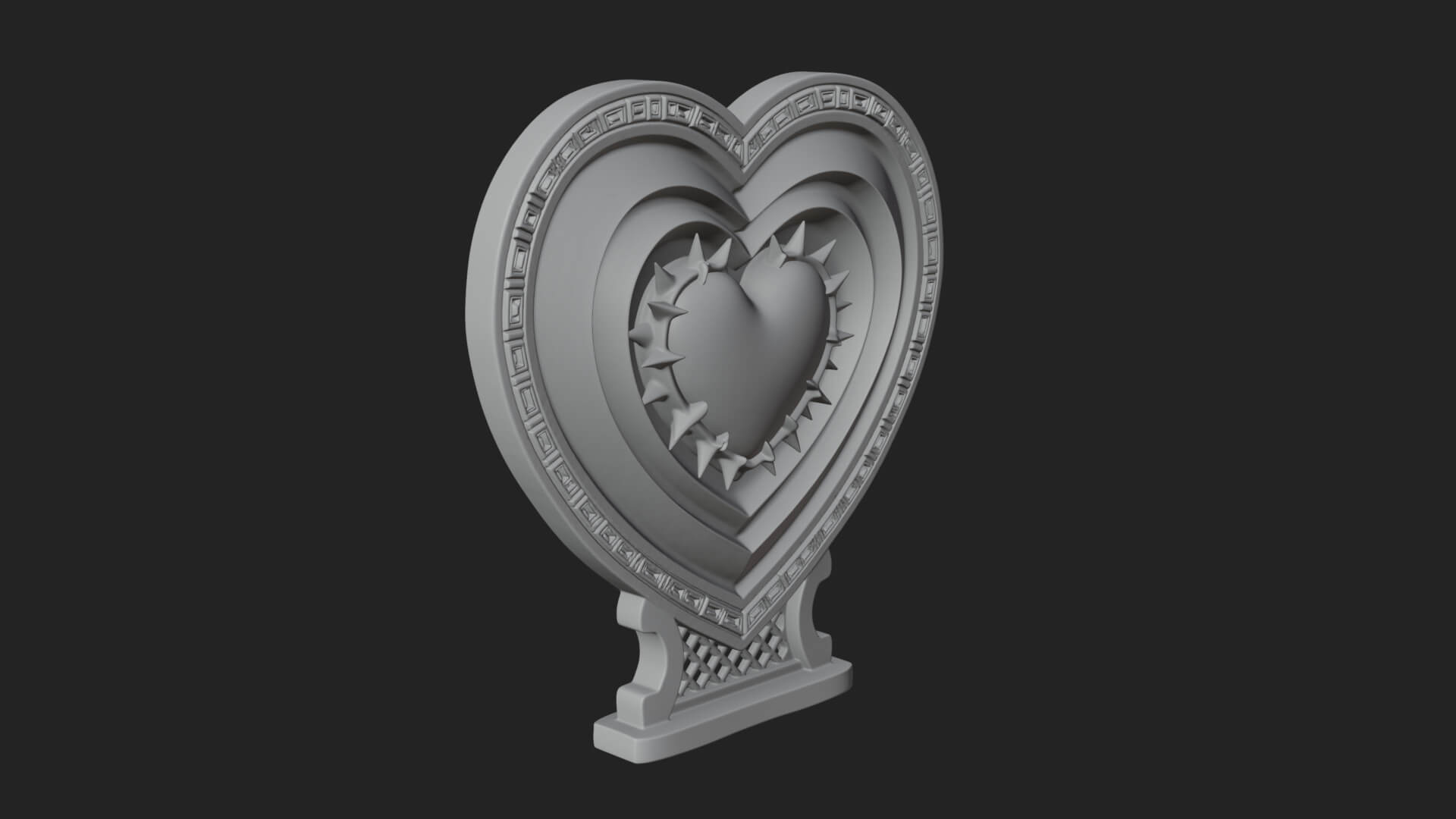 Ornate Framed Heart Plaque Design 129 3D Print Model 3D Model