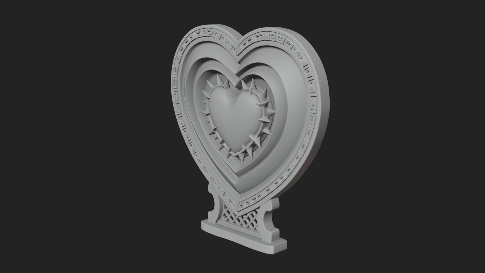 Ornate Framed Heart Plaque Design 129 3D Print Model 3D Model