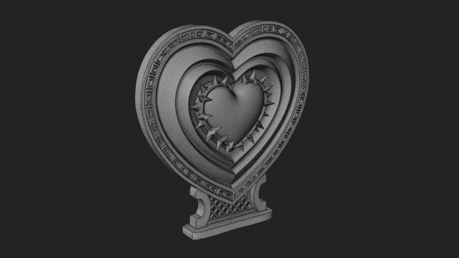 Ornate Framed Heart Plaque Design 129 3D Print Model 3D Model