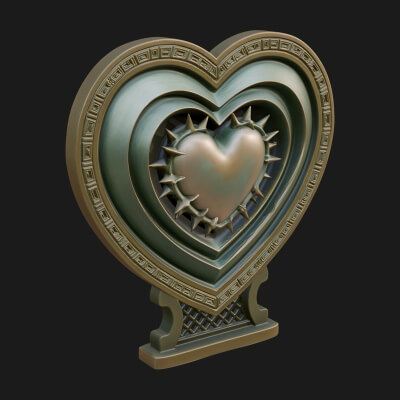 Ornate Framed Heart Plaque Design 129 3D Print Model
