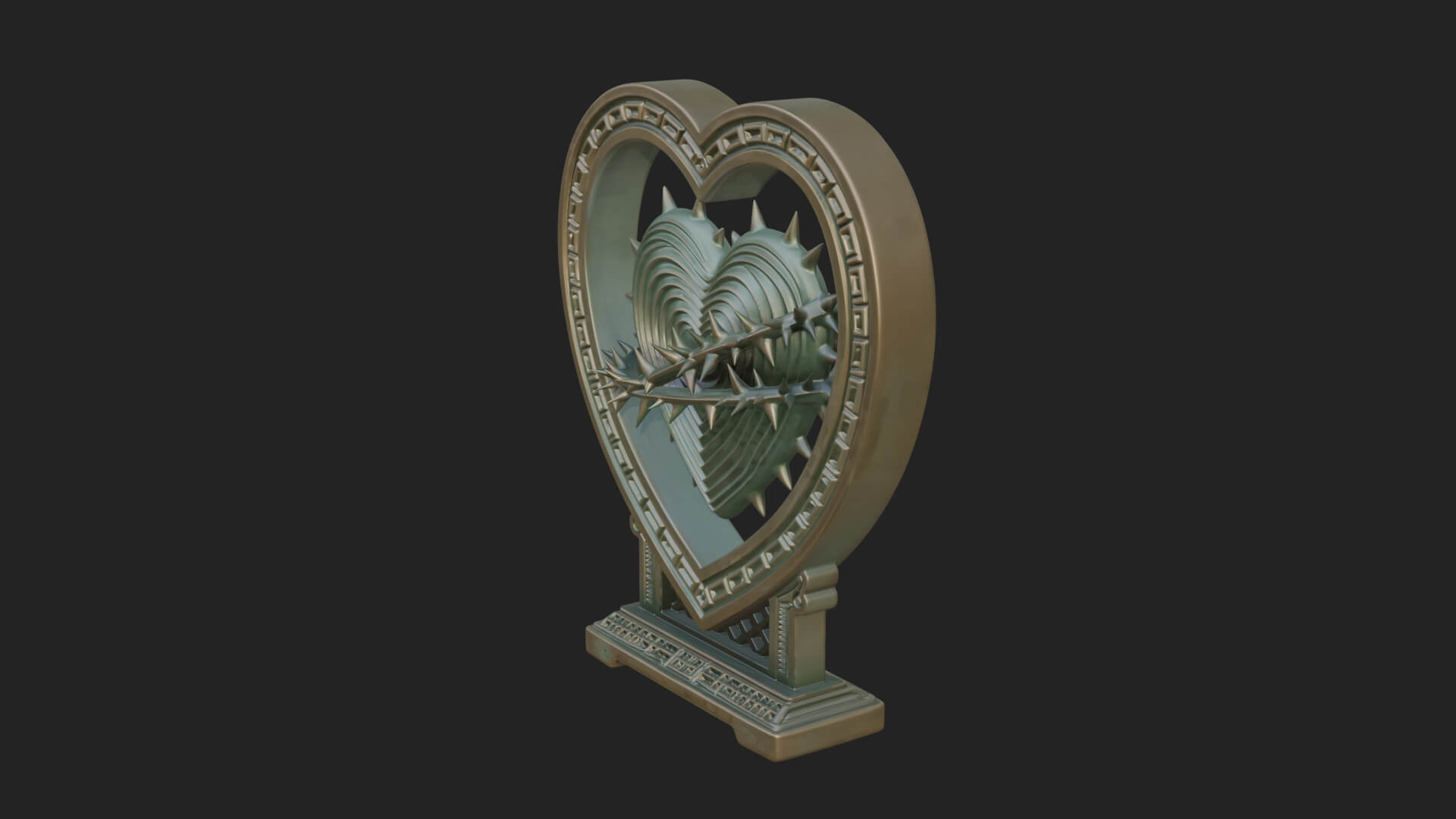 Ornate Framed Heart Plaque Design 130 3D Print Model 3D Model