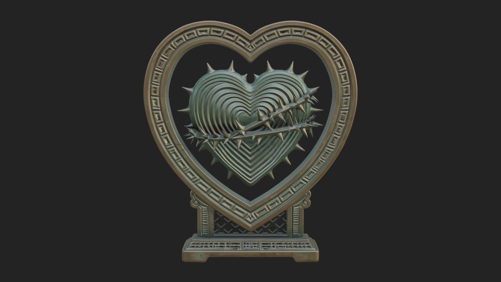 Ornate Framed Heart Plaque Design 130 3D Print Model 3D Model