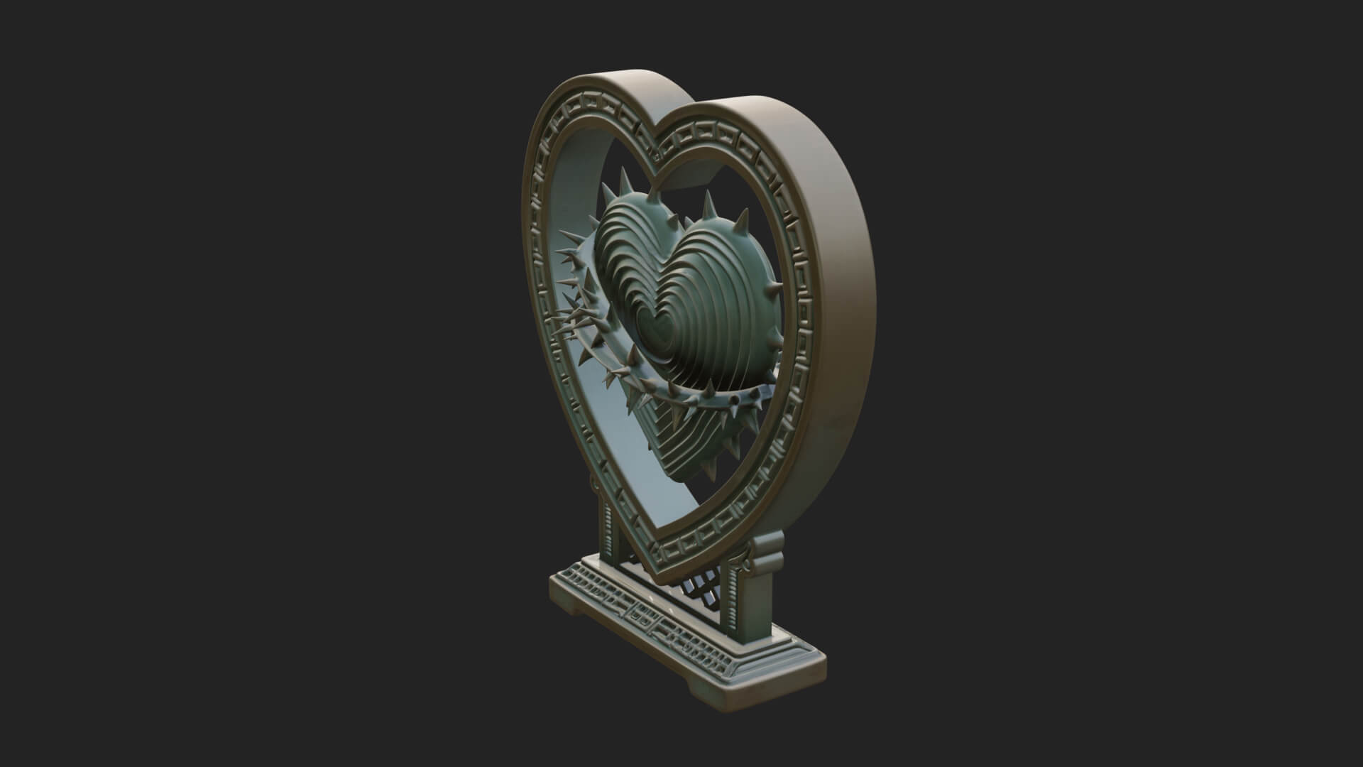 Ornate Framed Heart Plaque Design 130 3D Print Model 3D Model