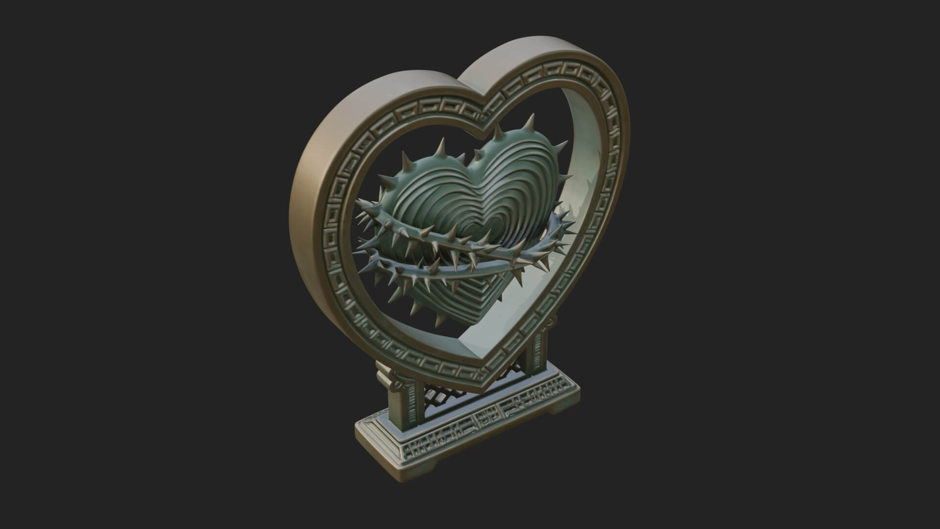 Ornate Framed Heart Plaque Design 130 3D Print Model 3D Model