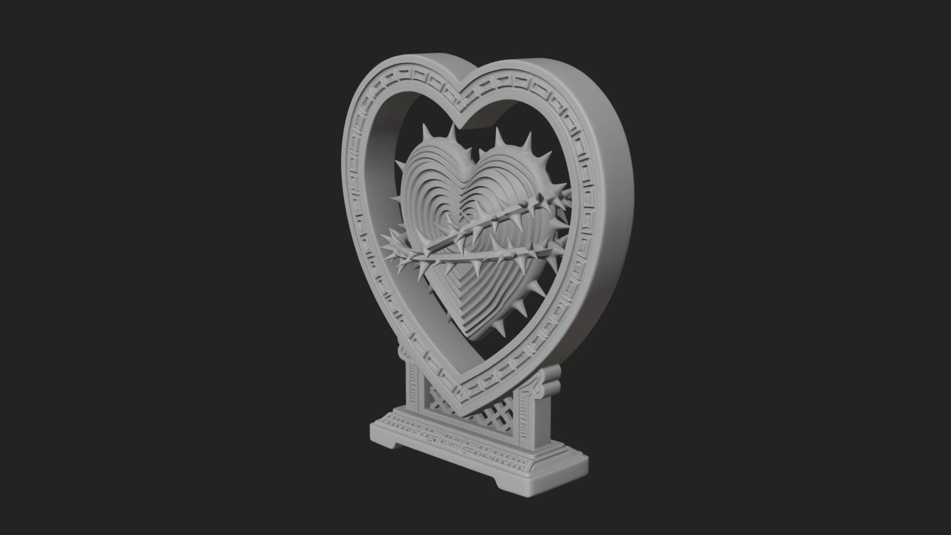 Ornate Framed Heart Plaque Design 130 3D Print Model 3D Model