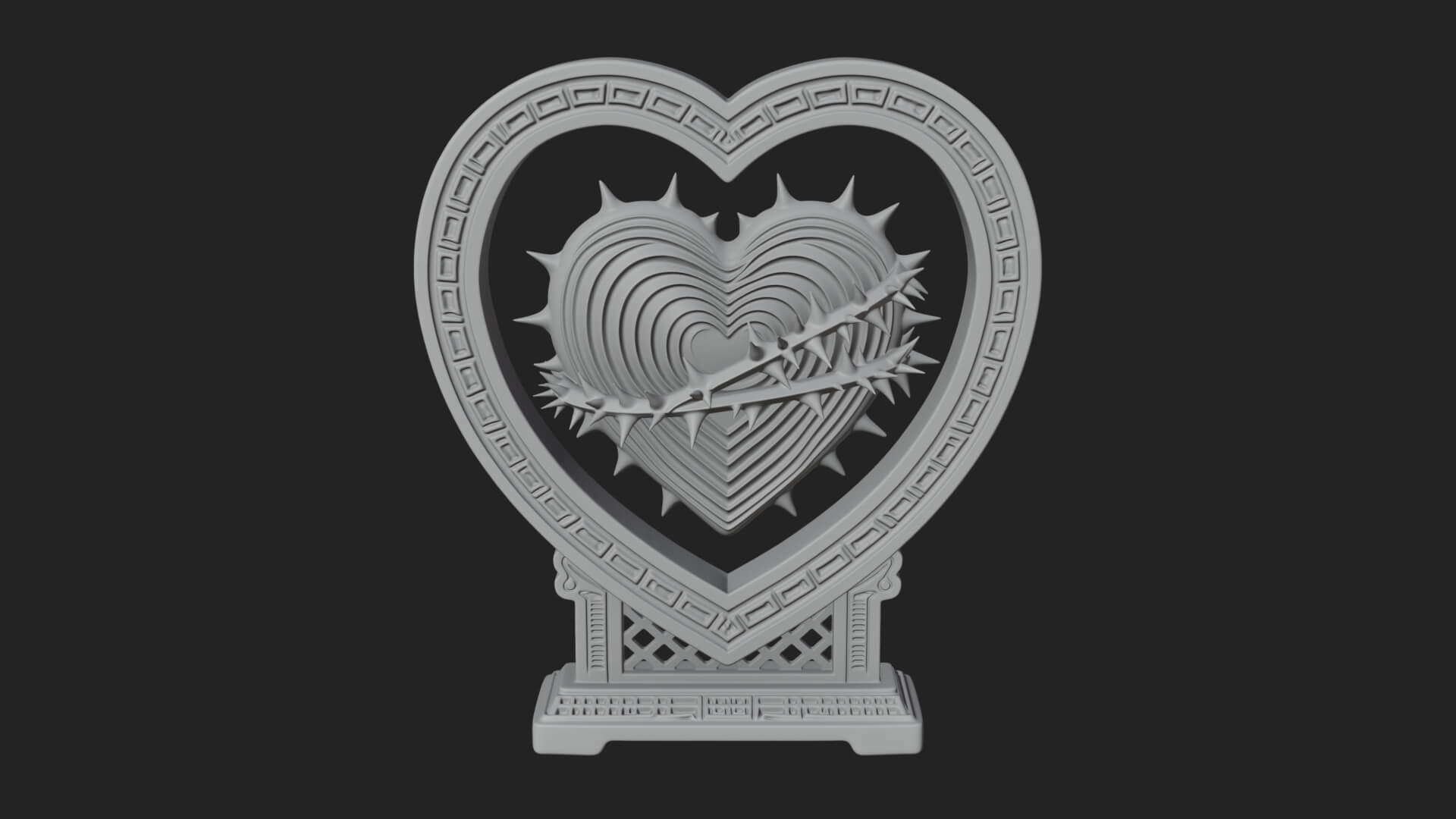 Ornate Framed Heart Plaque Design 130 3D Print Model 3D Model