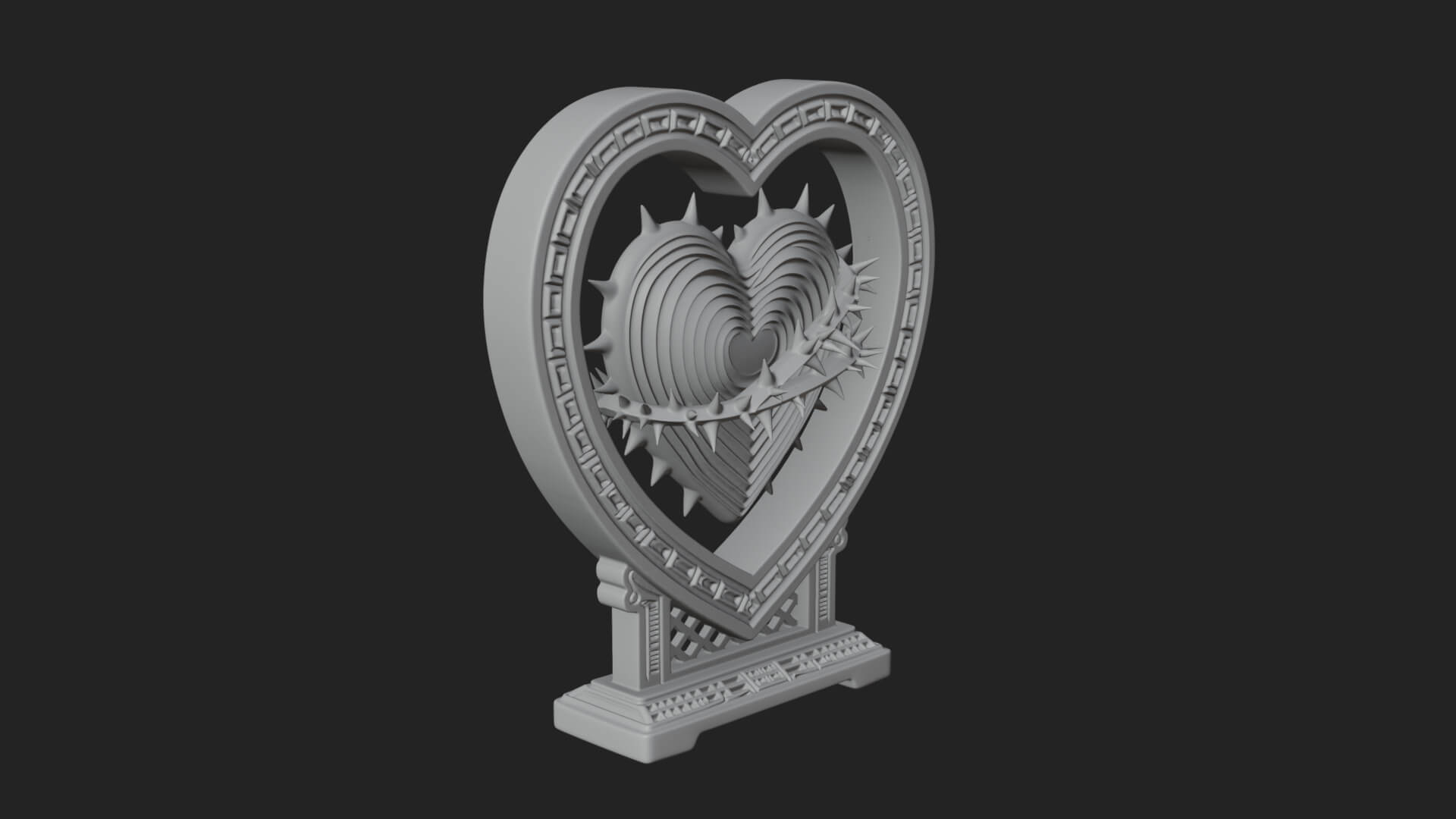 Ornate Framed Heart Plaque Design 130 3D Print Model 3D Model
