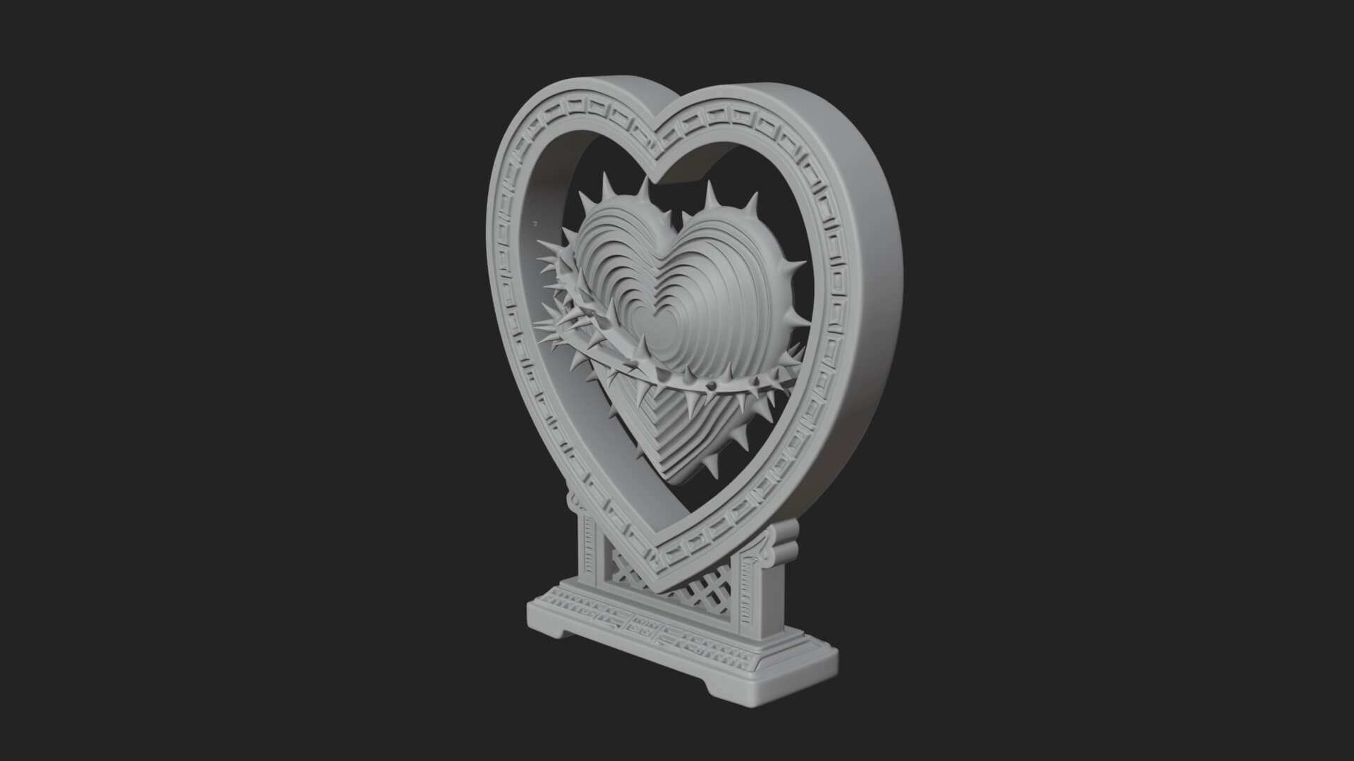 Ornate Framed Heart Plaque Design 130 3D Print Model 3D Model