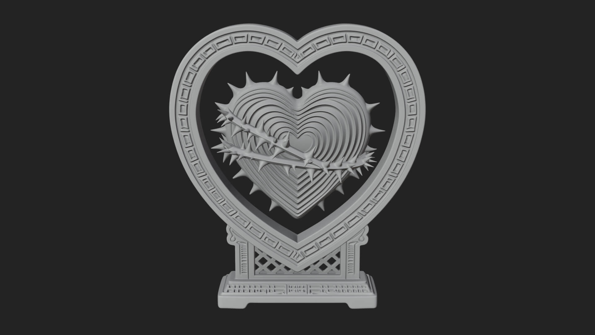 Ornate Framed Heart Plaque Design 130 3D Print Model 3D Model