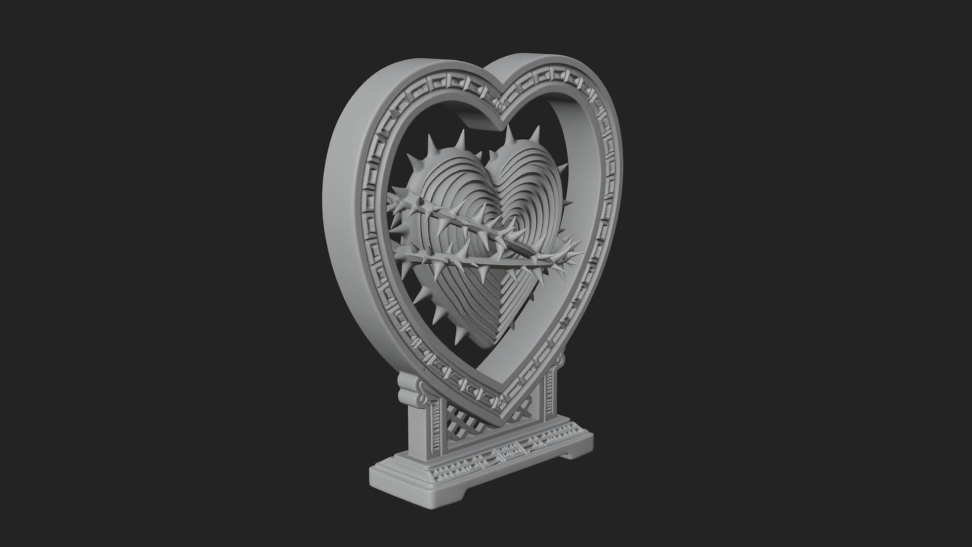 Ornate Framed Heart Plaque Design 130 3D Print Model 3D Model