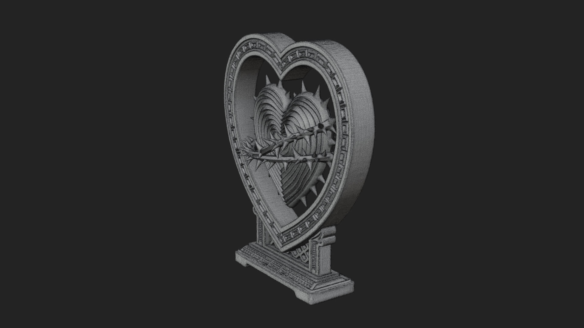 Ornate Framed Heart Plaque Design 130 3D Print Model 3D Model