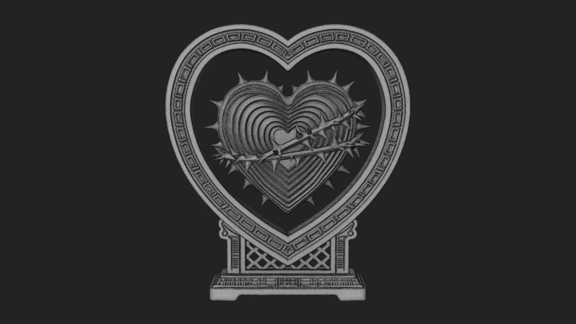 Ornate Framed Heart Plaque Design 130 3D Print Model 3D Model
