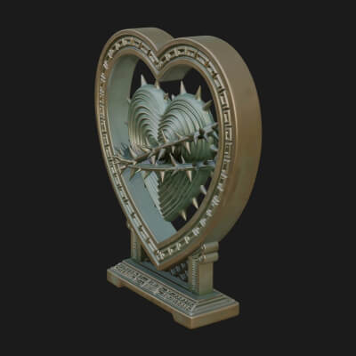 Ornate Framed Heart Plaque Design 130 3D Print Model