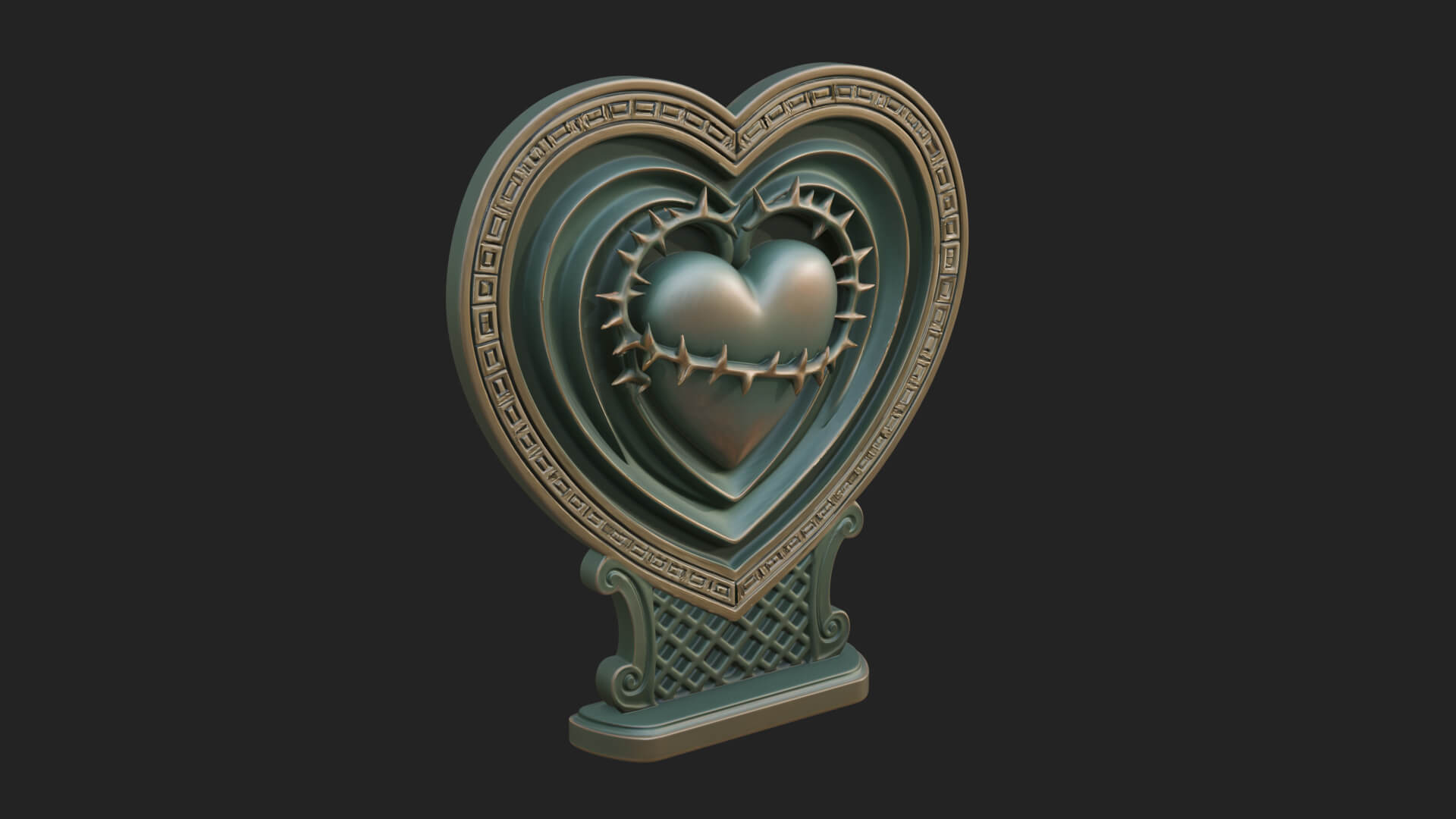 Ornate Framed Heart Plaque Design 131 3D Print Model 3D Model
