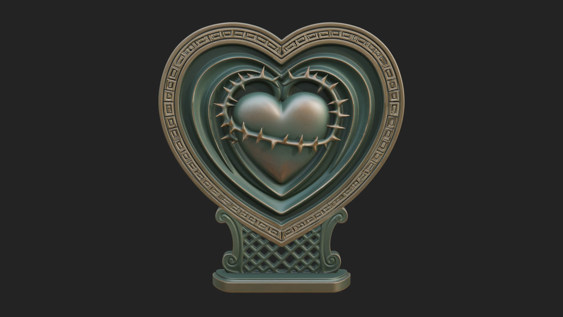 Ornate Framed Heart Plaque Design 131 3D Print Model 3D Model