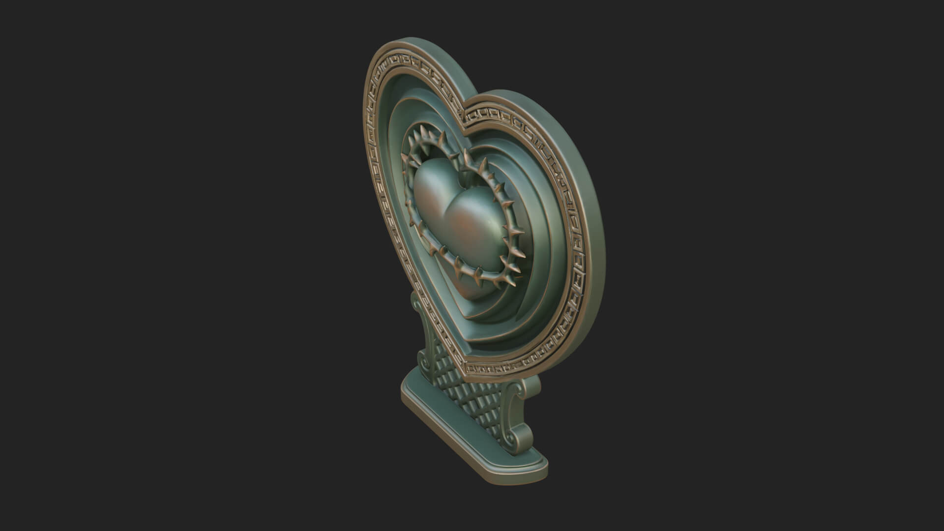 Ornate Framed Heart Plaque Design 131 3D Print Model 3D Model