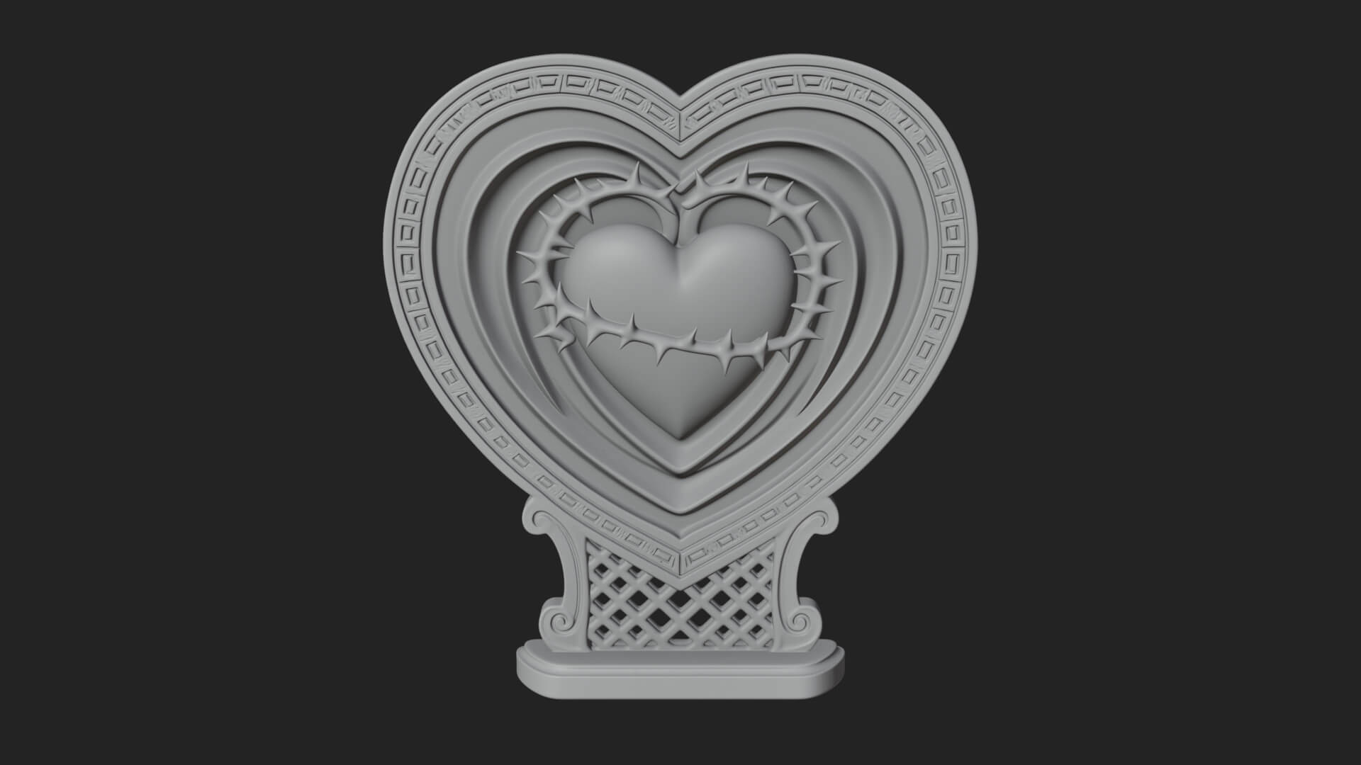 Ornate Framed Heart Plaque Design 131 3D Print Model 3D Model
