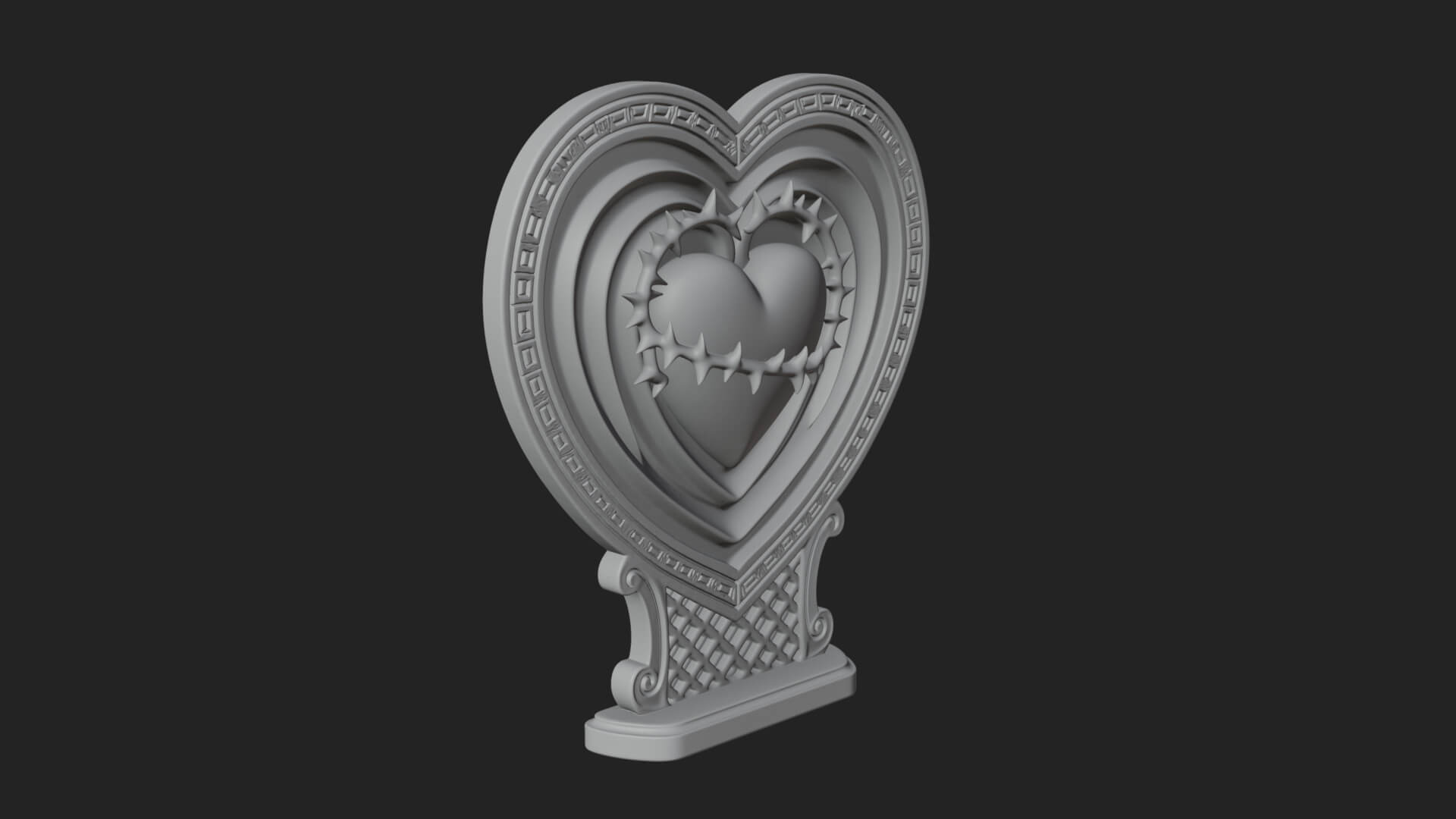 Ornate Framed Heart Plaque Design 131 3D Print Model 3D Model