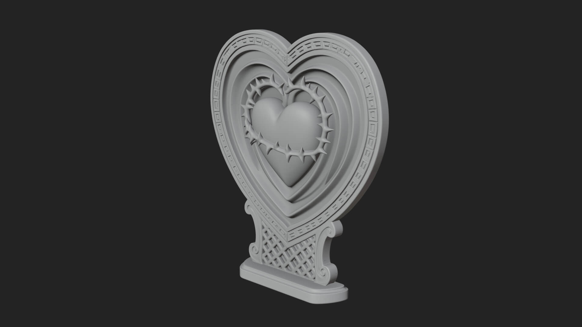Ornate Framed Heart Plaque Design 131 3D Print Model 3D Model