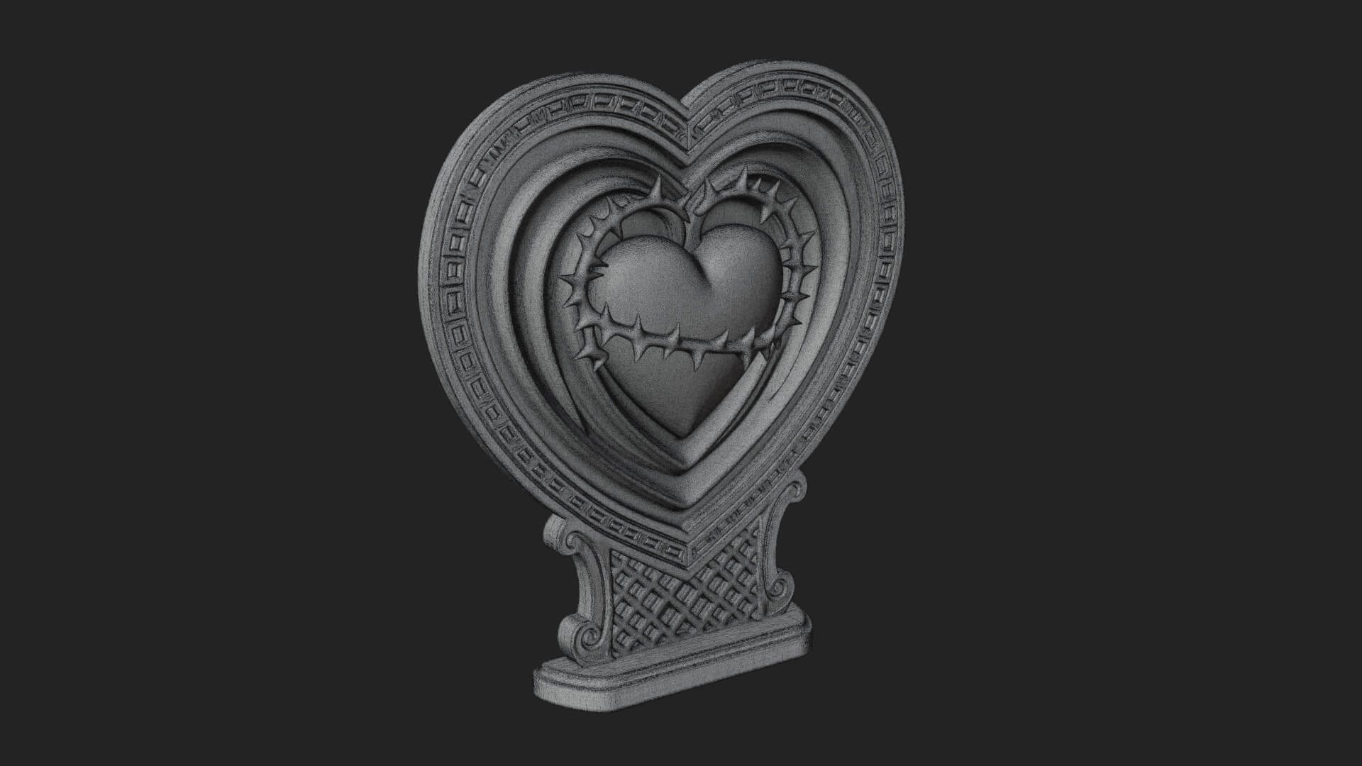 Ornate Framed Heart Plaque Design 131 3D Print Model 3D Model