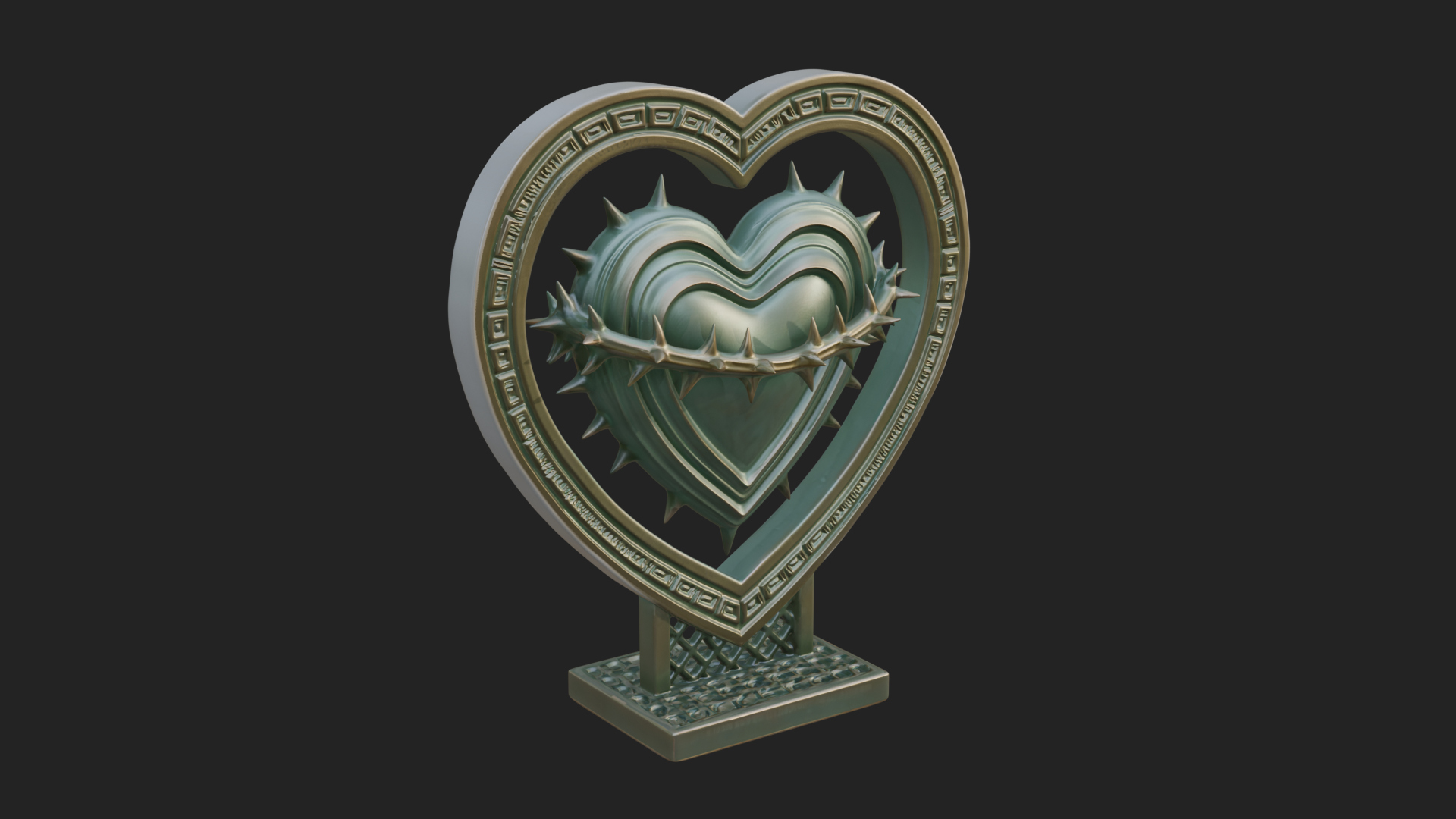 Ornate Framed Heart Plaque Design 132 3D Print Model 3D Model