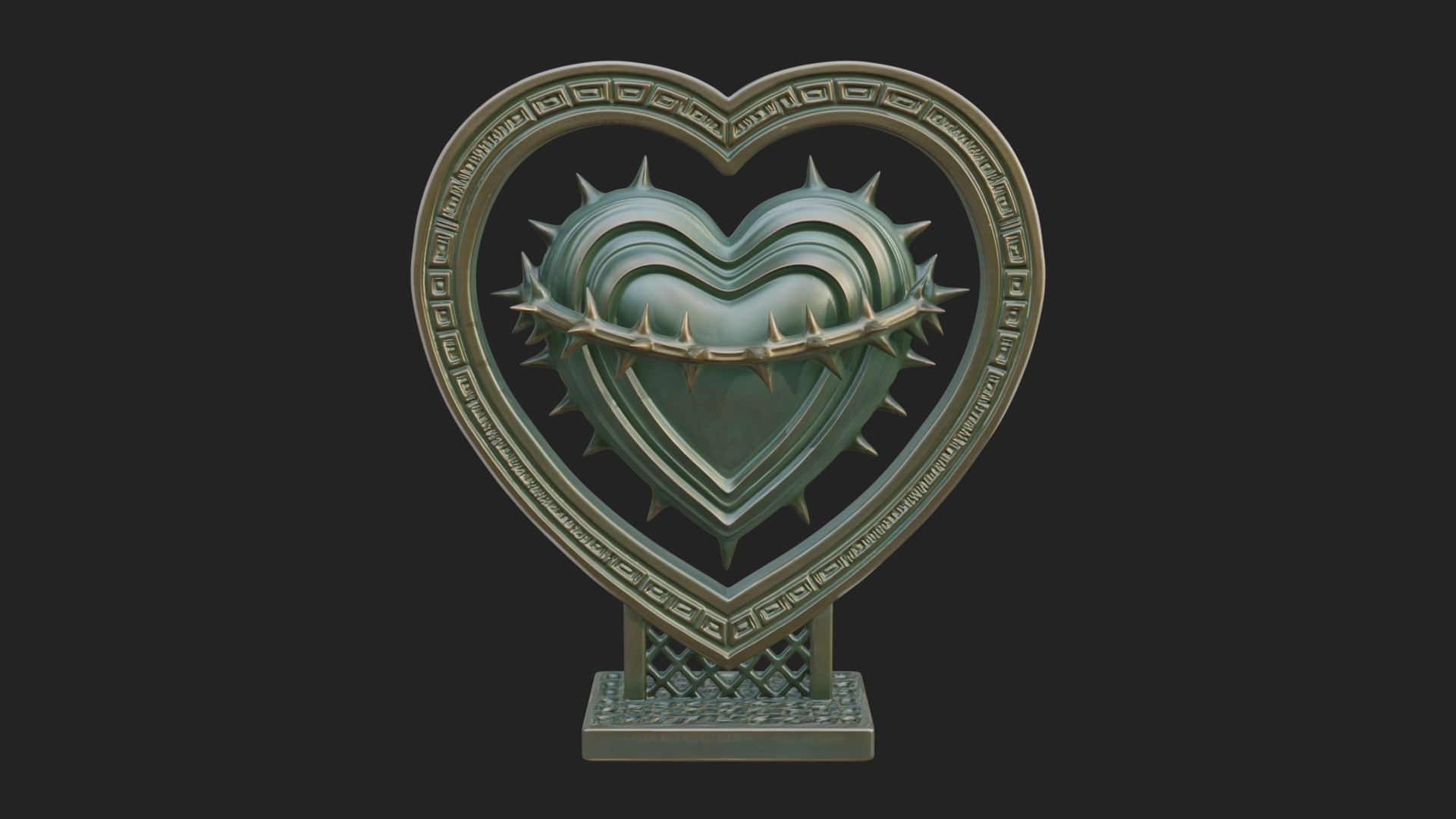 Ornate Framed Heart Plaque Design 132 3D Print Model 3D Model