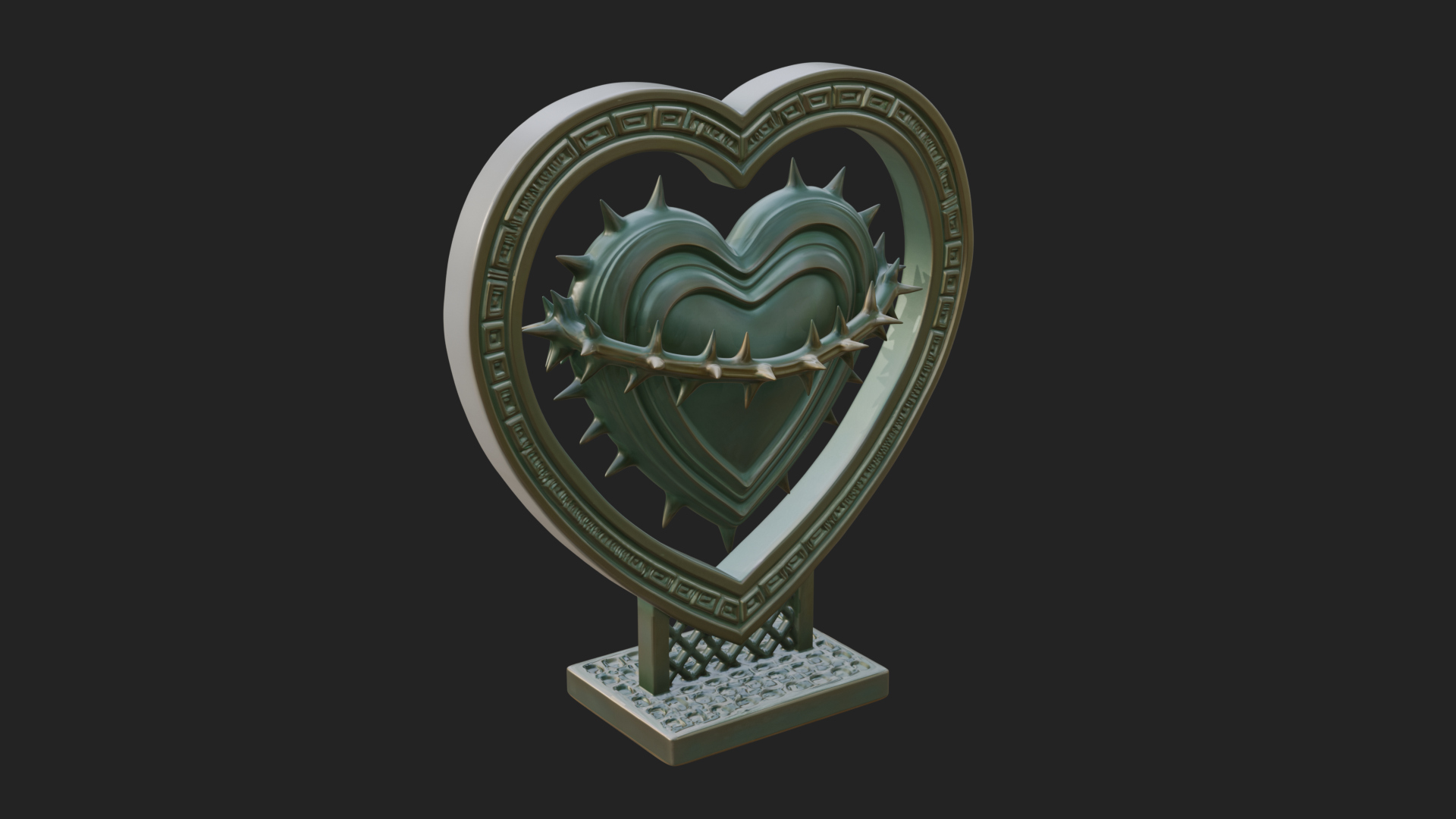 Ornate Framed Heart Plaque Design 132 3D Print Model 3D Model