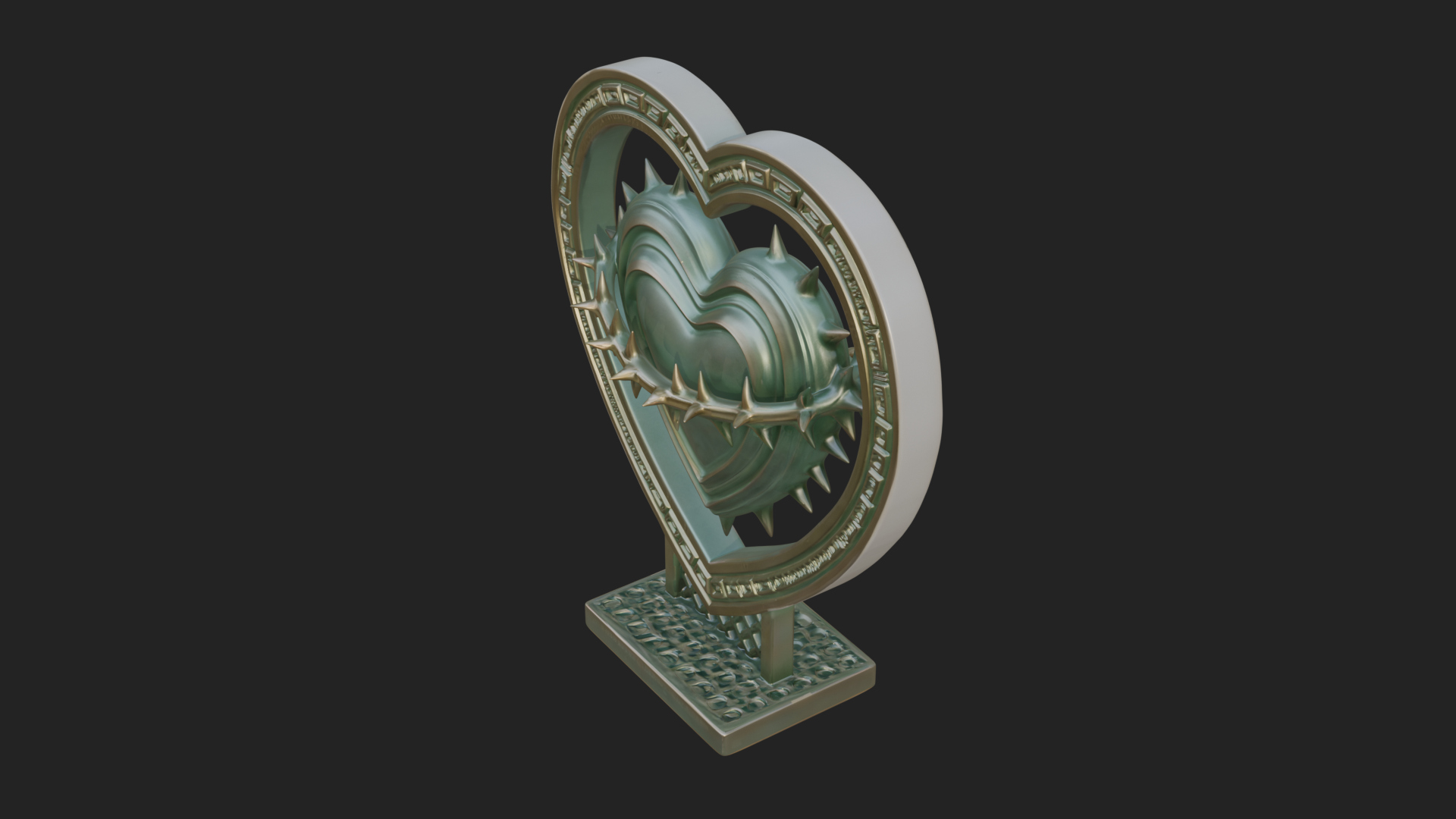Ornate Framed Heart Plaque Design 132 3D Print Model 3D Model