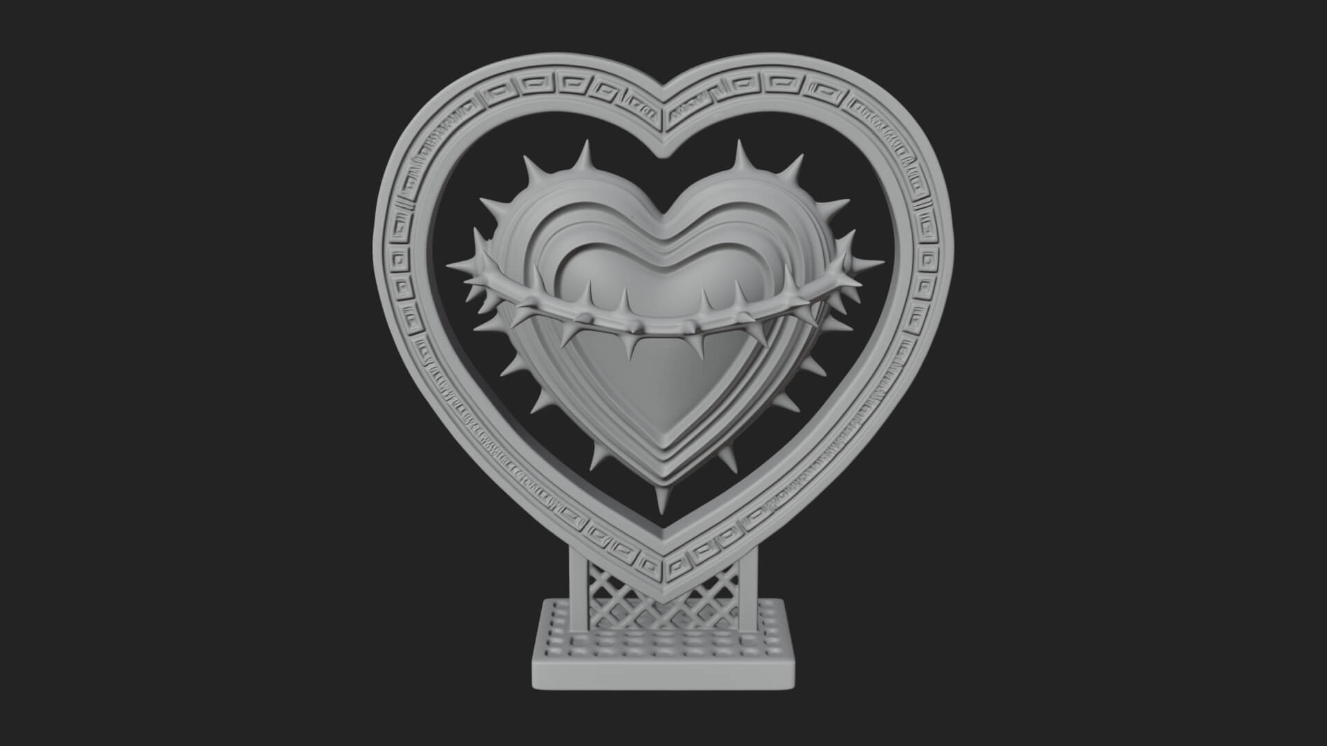 Ornate Framed Heart Plaque Design 132 3D Print Model 3D Model