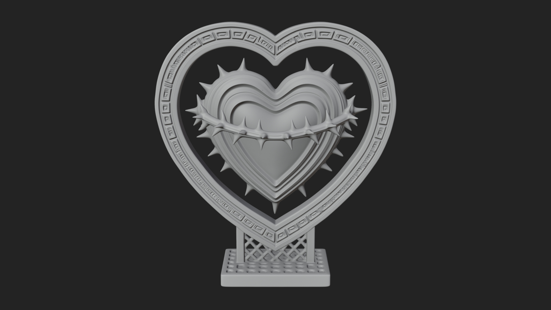 Ornate Framed Heart Plaque Design 132 3D Print Model 3D Model