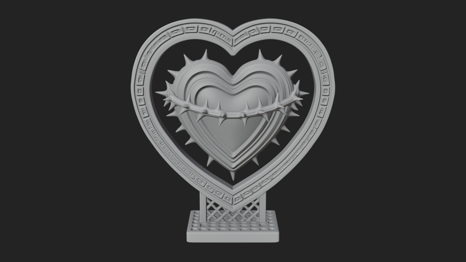 Ornate Framed Heart Plaque Design 132 3D Print Model 3D Model