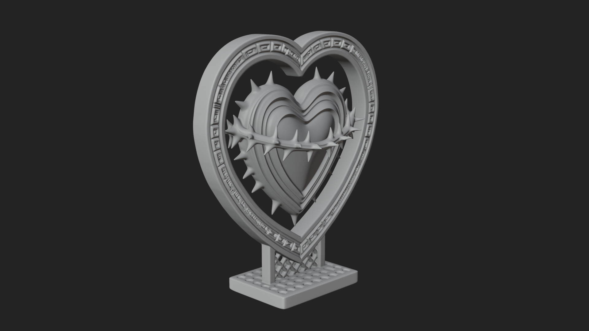 Ornate Framed Heart Plaque Design 132 3D Print Model 3D Model