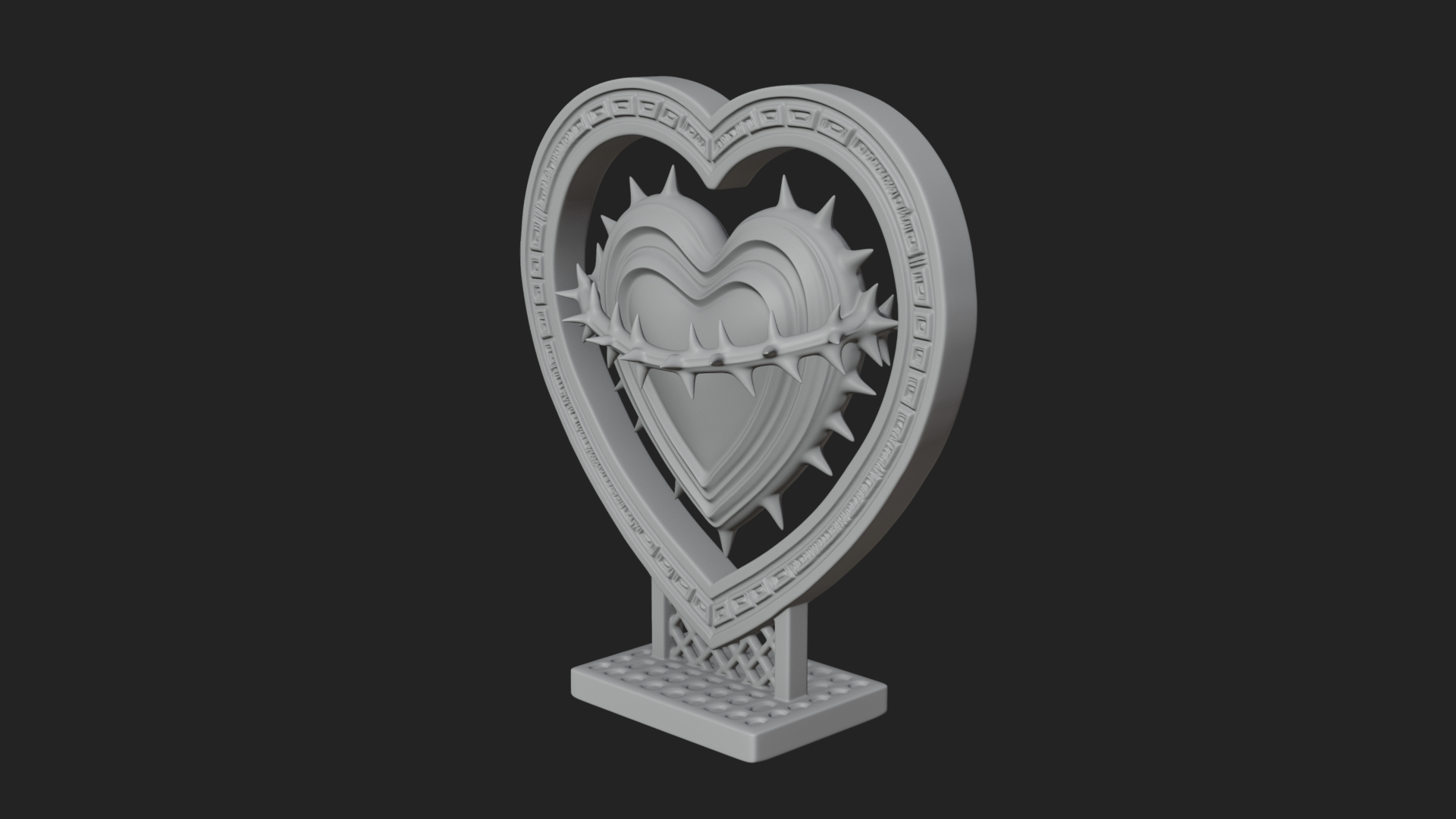 Ornate Framed Heart Plaque Design 132 3D Print Model 3D Model