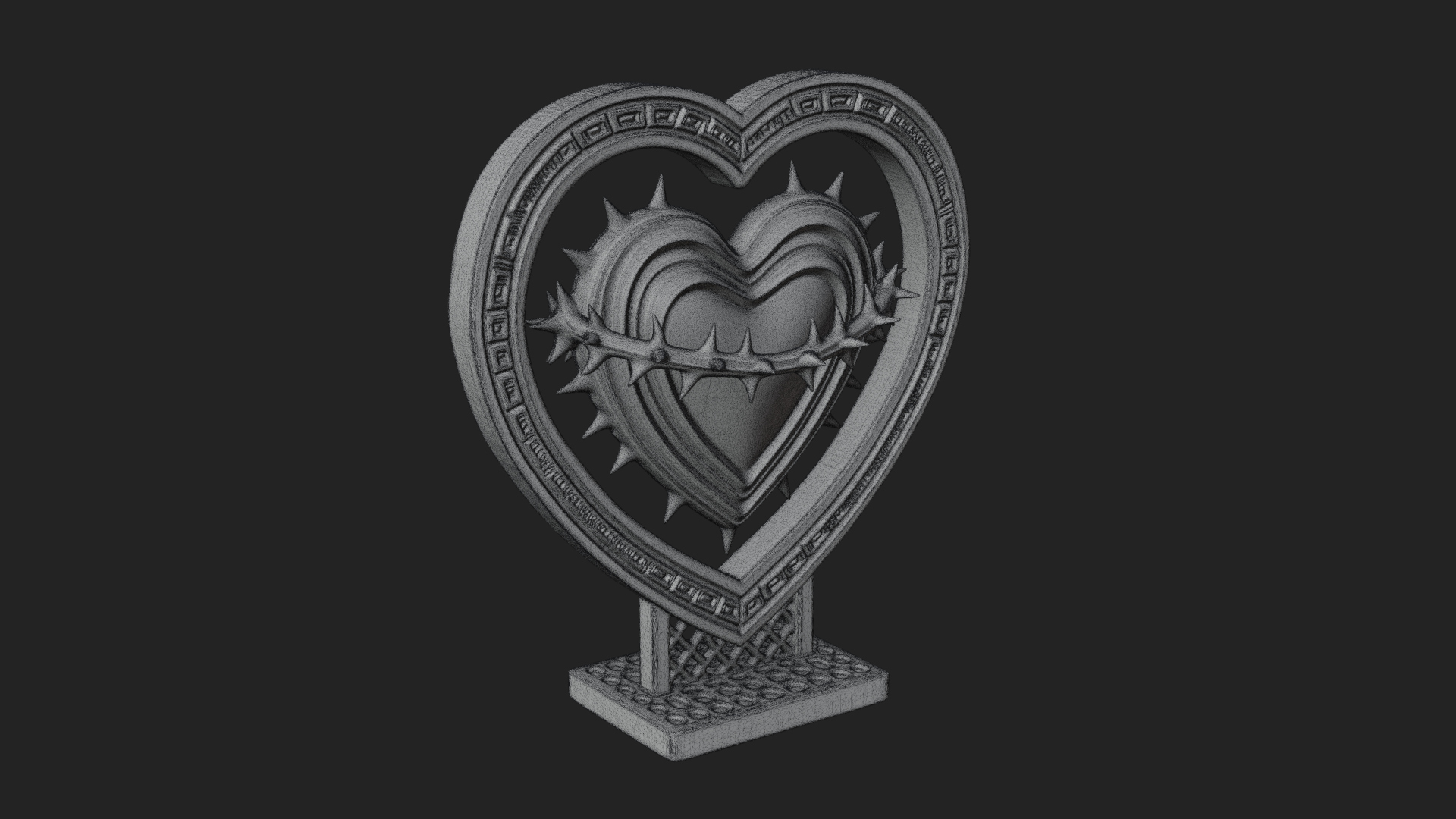 Ornate Framed Heart Plaque Design 132 3D Print Model 3D Model