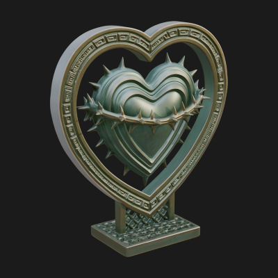 Ornate Framed Heart Plaque Design 132 3D Print Model