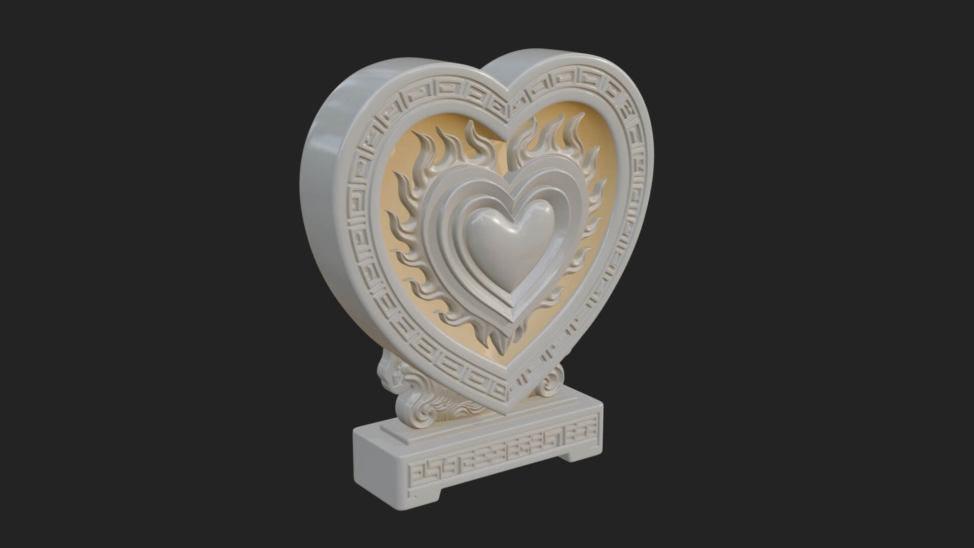 Ornate Framed Heart Plaque Design 133 3D Print Model 3D Model