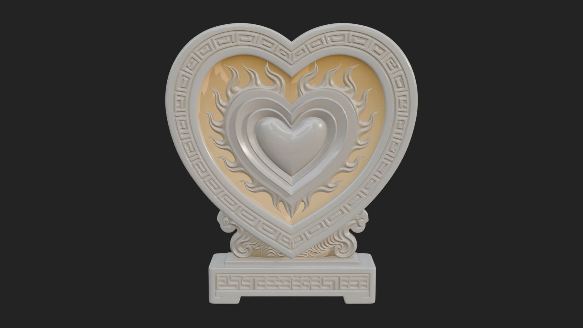 Ornate Framed Heart Plaque Design 133 3D Print Model 3D Model