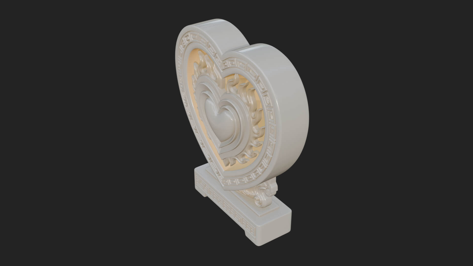 Ornate Framed Heart Plaque Design 133 3D Print Model 3D Model
