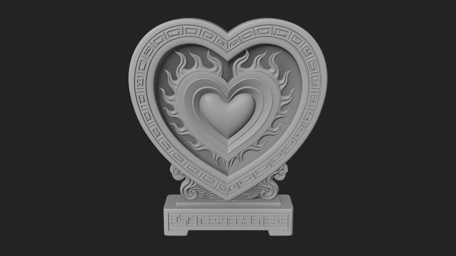 Ornate Framed Heart Plaque Design 133 3D Print Model 3D Model