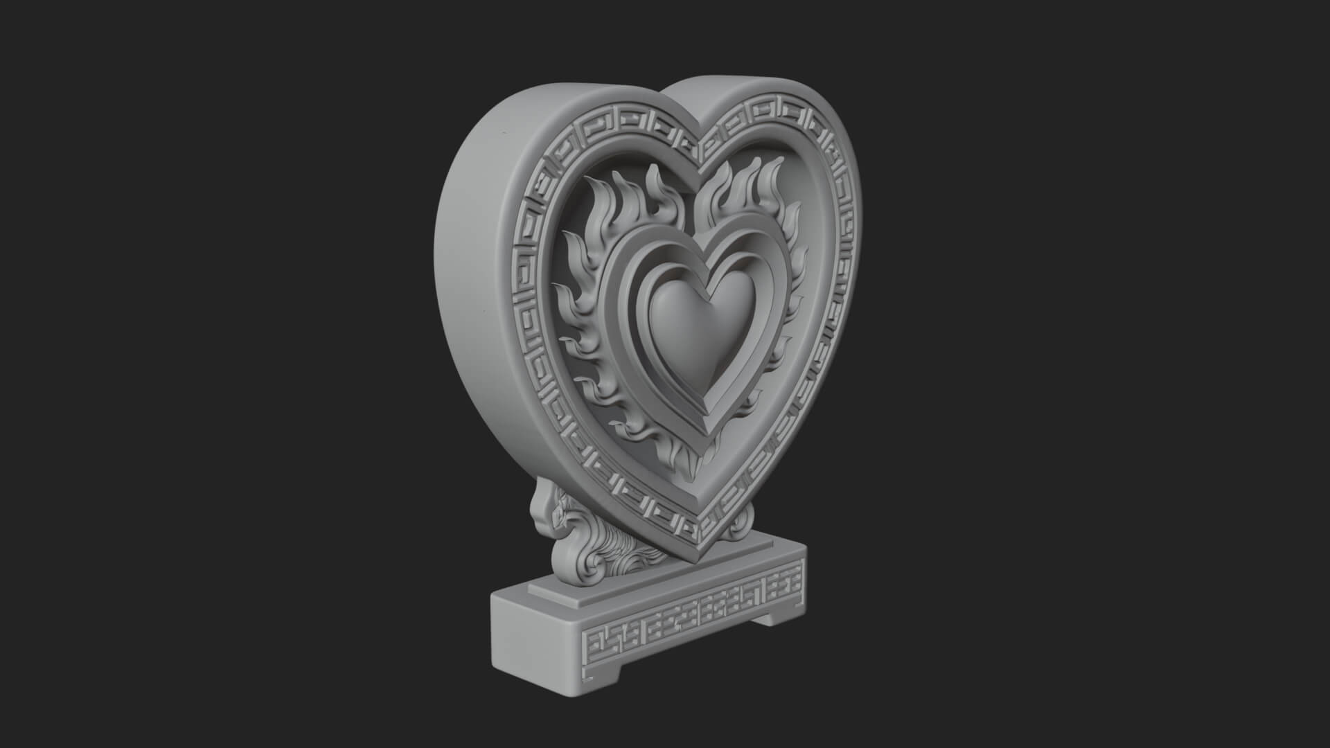 Ornate Framed Heart Plaque Design 133 3D Print Model 3D Model