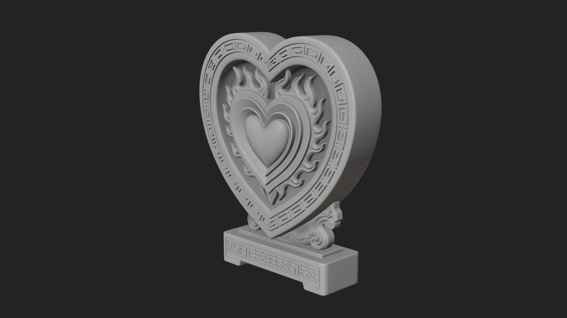 Ornate Framed Heart Plaque Design 133 3D Print Model 3D Model